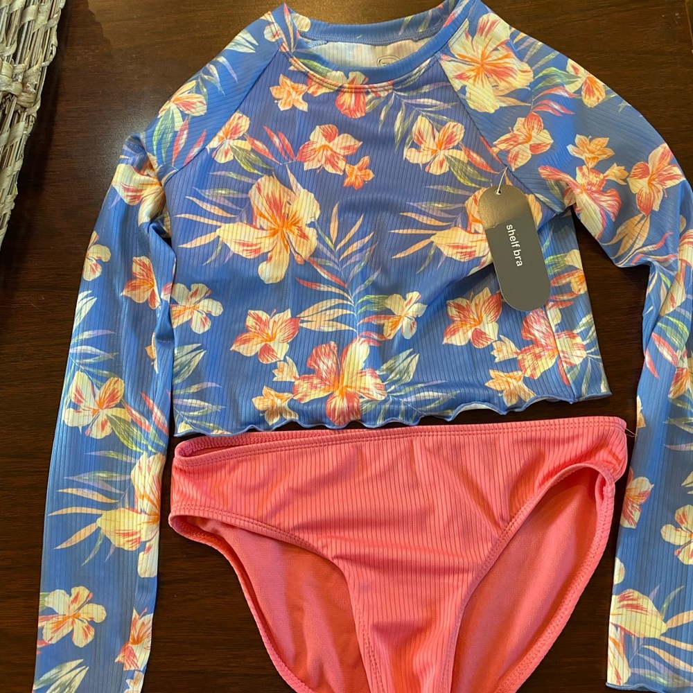 Kids Swim Set - Blue and Pink Floral